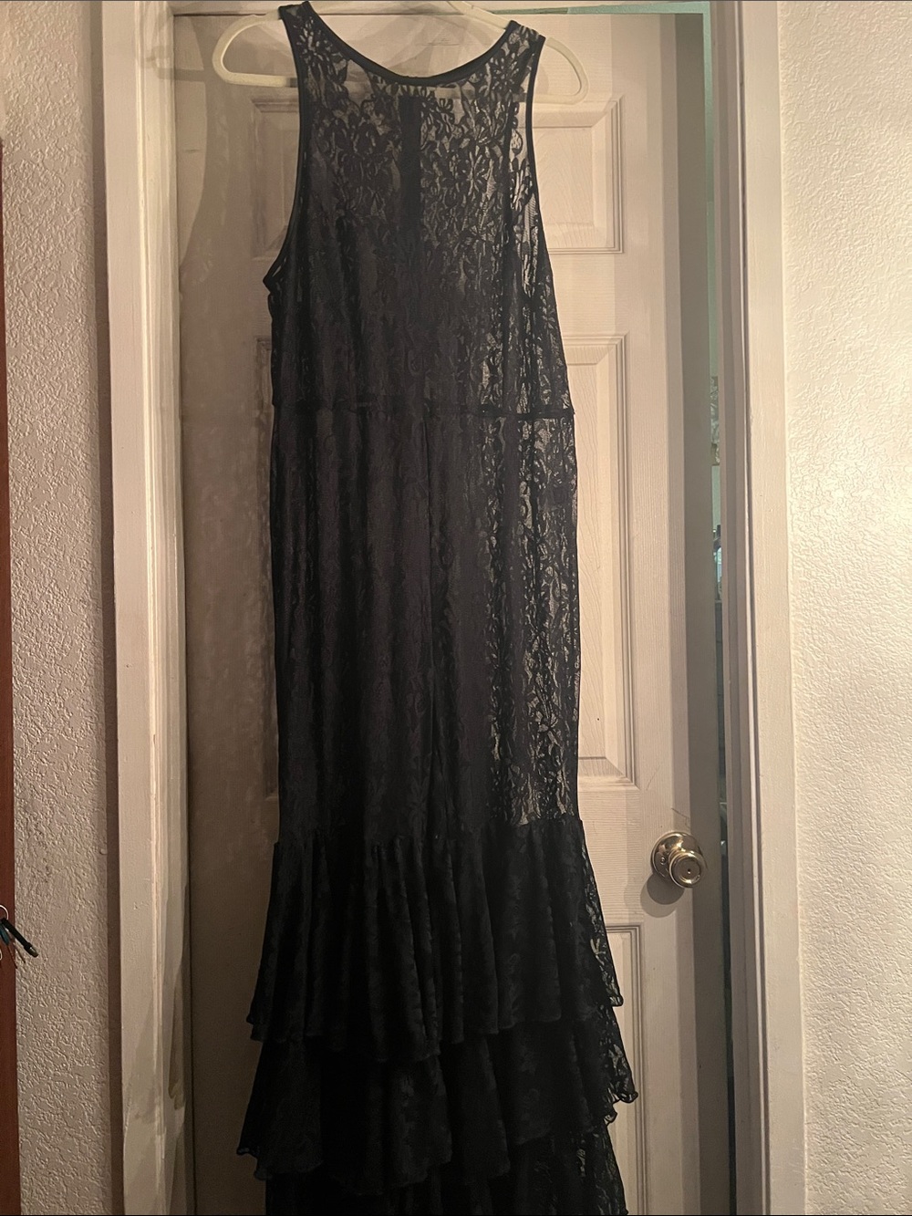 Black Lace Tiered jumpsuit- Elegant Evening Style